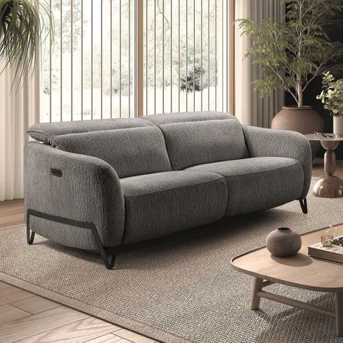 Canapé Relax Électrique 3 Places Tissu Polyester Gris - Amsten