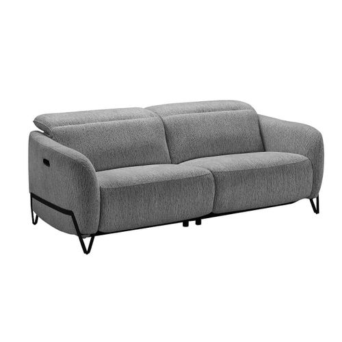 Canapé Relax Électrique 3 Places Tissu Polyester Gris - Amsten