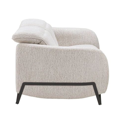 Canapé Fixe 2 Places Tissu Polyester Beige Avec Têtières Inclinables Manuelles - Amsten