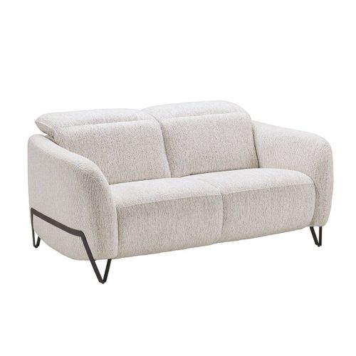 Canapé Fixe 2 Places Tissu Polyester Beige Avec Têtières Inclinables Manuelles - Amsten