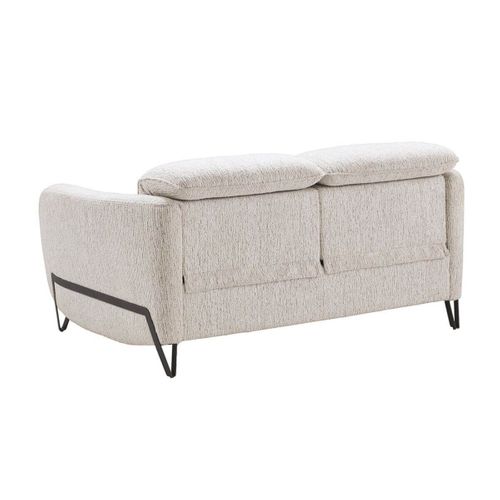 Canapé Fixe 2 Places Tissu Polyester Beige Avec Têtières Inclinables Manuelles - Amsten
