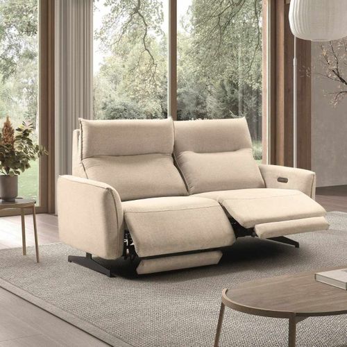 Canapé Relax Électrique 3 Places Tissu Polyester Beige - Miramar