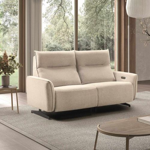 Canapé Relax Électrique 3 Places Tissu Polyester Beige - Miramar