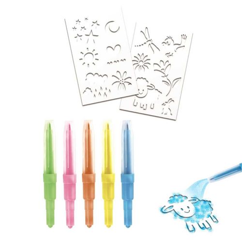 Lot De 5 Feutres Souffleurs Avec 2 Pochoirs -