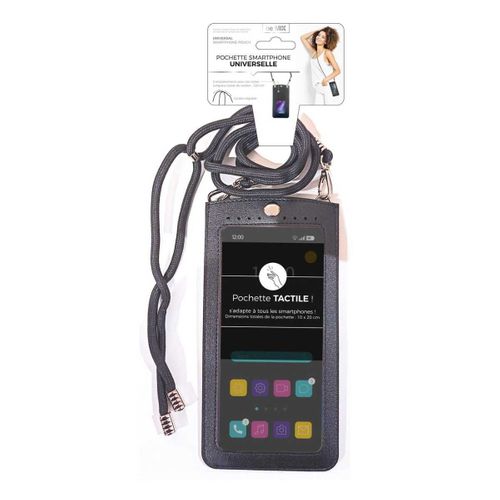 Pochette Bandoulière Face Transparente Tactile Pour Smartphone -