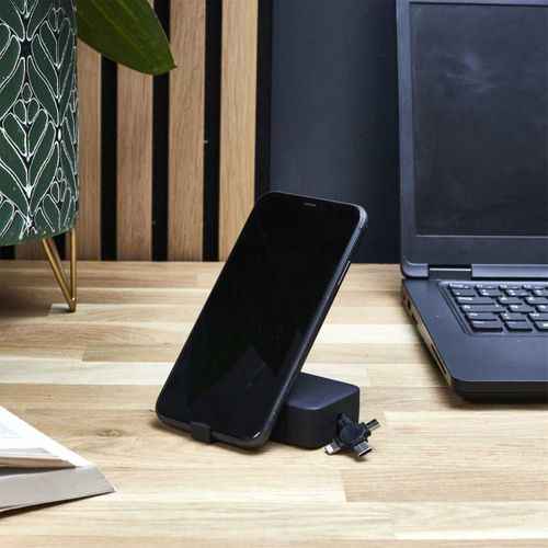 Boitier Câbles Rétractables 3 En 1 Avec Support Smartphone Intégré -