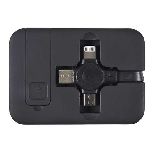 Boitier Câbles Rétractables 3 En 1 Avec Support Smartphone Intégré -