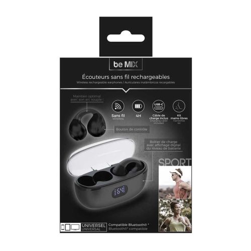 Ecouteurs Sans Fil Ergonomique Spécial Sport Boitier Digital -