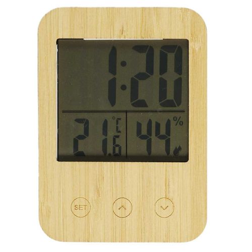 Réveil Station Météo Façade En Bois De Bambou -