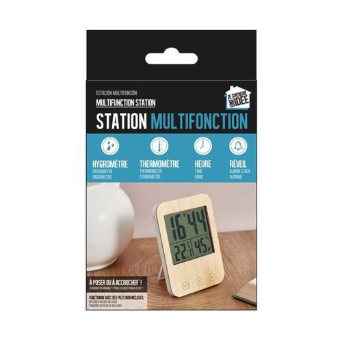 Réveil Station Météo Façade En Bois De Bambou -