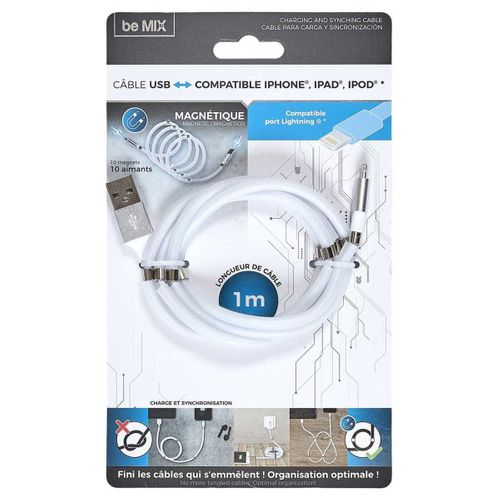 Câble Charge Rapide 2a Compatible iPhone Avec Anneaux Magnétiques -