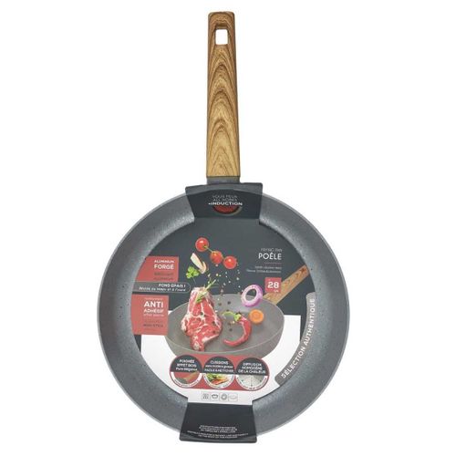 Poêle Aluminium Forgé 28cm Avec Manche Effet Bois Tous Feux (induction) -