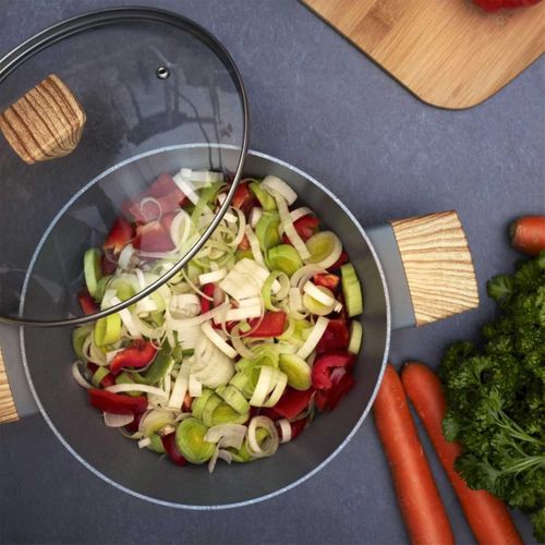 Faitout Aluminium Forgé 24cm Avec Manche Effet Bois - Tous Feux (induction) -