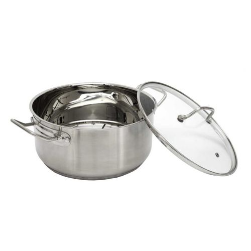 Faitout En Inox Avec Couvercle En Verre 28cm Inox, Tous Feux, Lave-vaisselle, Cuisson Homogène -