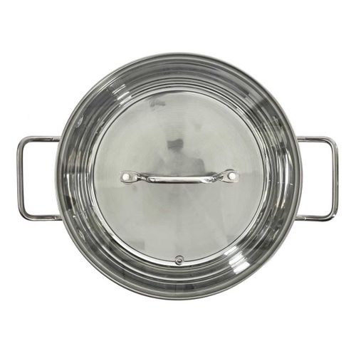 Faitout En Inox Avec Couvercle En Verre 28cm Inox, Tous Feux, Lave-vaisselle, Cuisson Homogène -