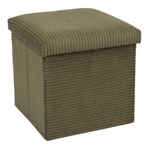 Amory - Pouf Coffre Pliable Côtelé Vert 38x38 Cm - Amory