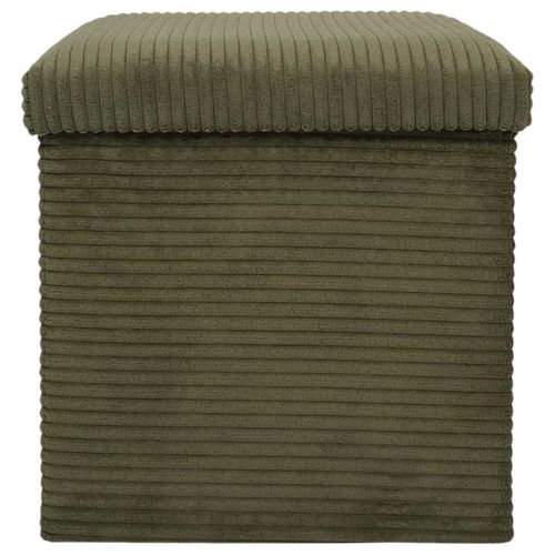 Amory - Pouf Coffre Pliable Côtelé Vert 38x38 Cm - Amory
