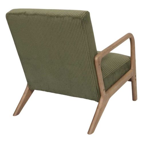 Amory - Fauteuil En Velours Côtelé Coloris Vert Pieds Et Accoudoirs En Hévéa - Amory