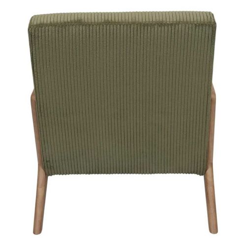 Amory - Fauteuil En Velours Côtelé Coloris Vert Pieds Et Accoudoirs En Hévéa - Amory