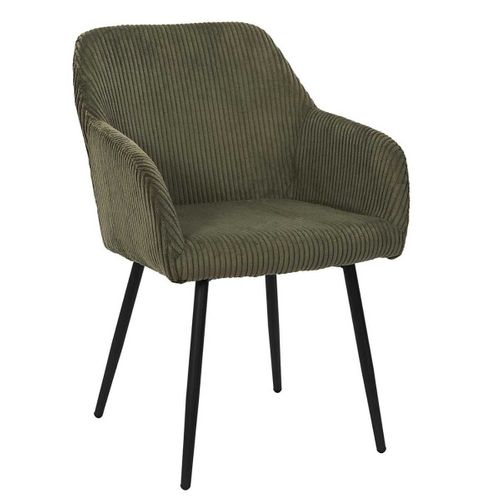 Lot De 2 Fauteuils De Table En Velours Côtelé Coloris Vert - Amory