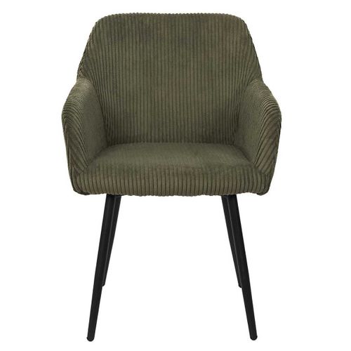 Lot De 2 Fauteuils De Table En Velours Côtelé Coloris Vert - Amory
