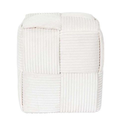 Pouf Cube En Velours Côtelé Tressé Coloris Crème - Amory
