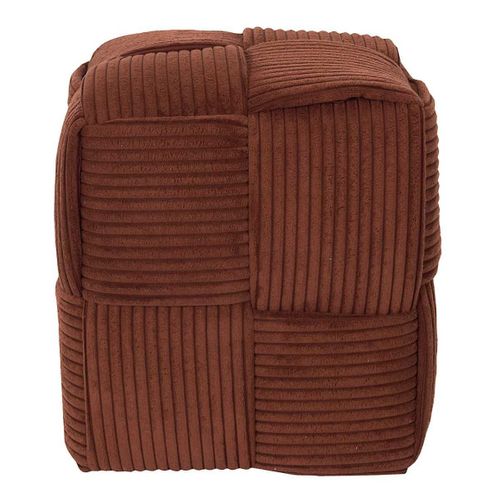 Pouf Cube En Velours Côtelé Tressé Coloris Terracotta - Amory