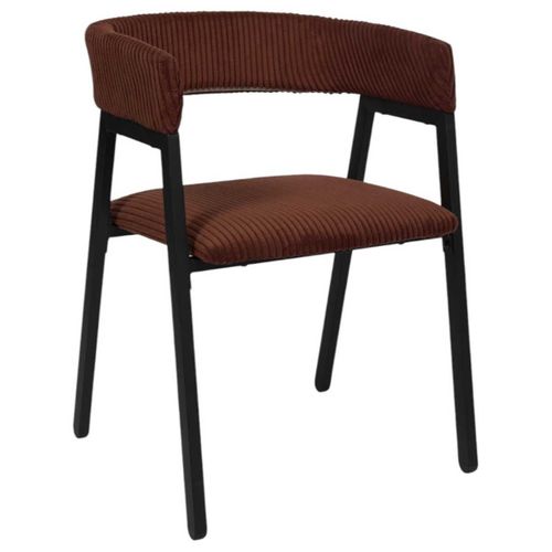 Lot De 2 Fauteuils De Table Design En Métal Et Velours Côtelé Coloris Terracotta - Amory