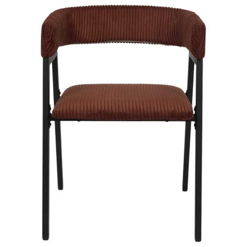 Lot De 2 Fauteuils De Table Design En Métal Et Velours Côtelé Coloris Terracotta - Amory