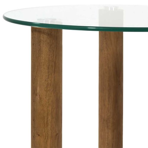 Lot De 2 Tables Basses Gigogne Rondes En Verre Trempé Pieds En Hévéa - Inaya