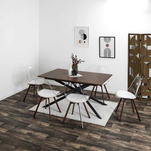 Table Repas Extensible 150/210 En Bois Et Mdf Piètement Métal Noir - Colette