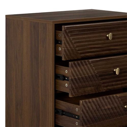 Commode 4 Tiroirs En Bois Et Mdf Pieds En Pin Teinté Chêne Foncé - Colette