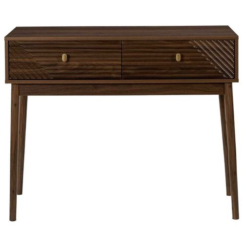 Console 2 Tiroirs En Bois Et Mdf Pieds En Pin Teinté Chêne Foncé - Colette
