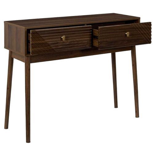 Console 2 Tiroirs En Bois Et Mdf Pieds En Pin Teinté Chêne Foncé - Colette