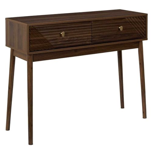 Console 2 Tiroirs En Bois Et Mdf Pieds En Pin Teinté Chêne Foncé - Colette