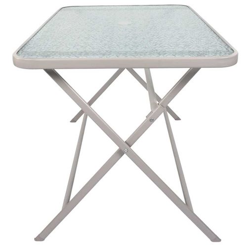 Table Pliante En Métal Beige Et Plateau En Verre Trempé - Christina