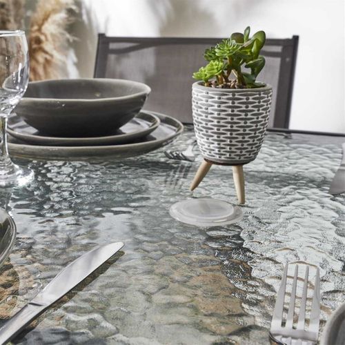 Table Pliante En Métal Anthracite Et Plateau En Verre Trempé - Christina