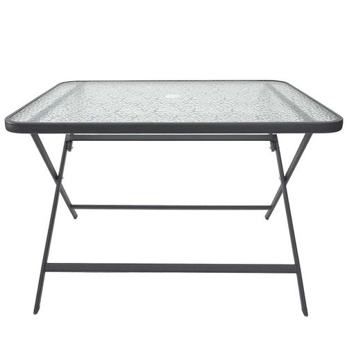 Table Pliante En Métal Anthracite Et Plateau En Verre Trempé - Christina