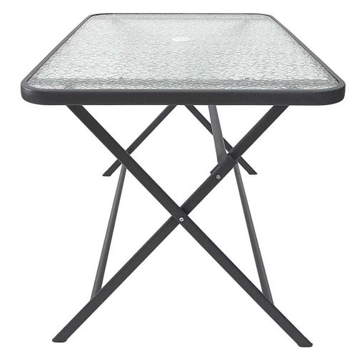 Table Pliante En Métal Anthracite Et Plateau En Verre Trempé - Christina