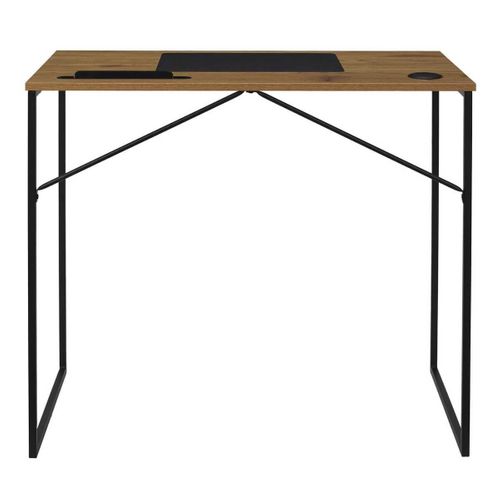 Bureau Structure Métallique Noir Et Plateau Mdf Aspect Bois - Klint