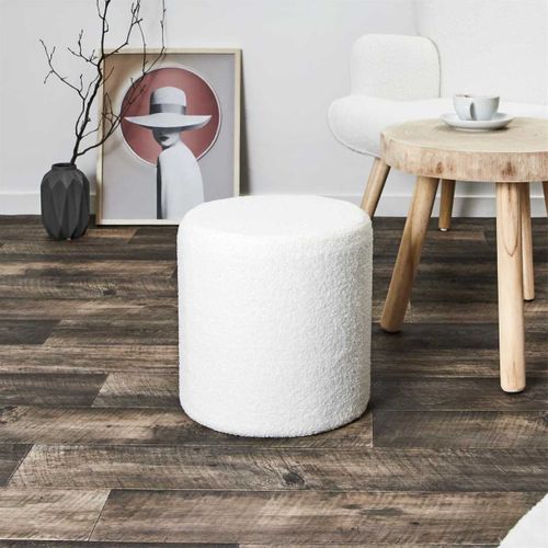 Pouf En Tissu Bouclette Blanc - Regina