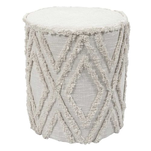 Pouf Tissu Relief Ton Sur Ton Style Bohème Beige - Ramia