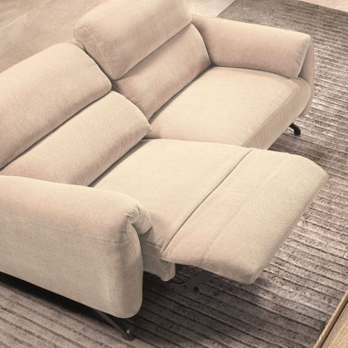 Canapé Relax Électrique 3 Places Tissu Polyester Beige - Malko