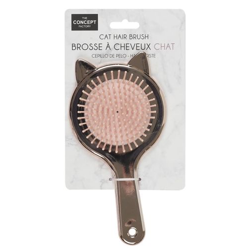 Brosse à Cheveux "oeilles De Chat" En Plastique Rose Métallisé -