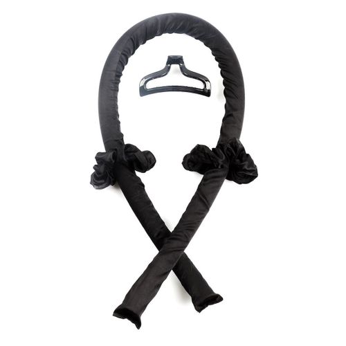 Bigoudi Sans Chaleur XXL En Satin Noir Avec 1 Pince à Cheveux Et 2 Chouchous -