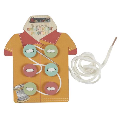 Jeu D'adresse Pour Apprendre à Coudre Des Boutons En Bois Avec Ses Cartes Illustrées -