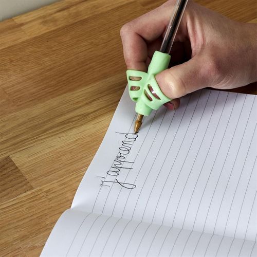 2 Portes-crayons En Caoutchouc Bleu Et Vert Pour Une Bonne Prise En Main -