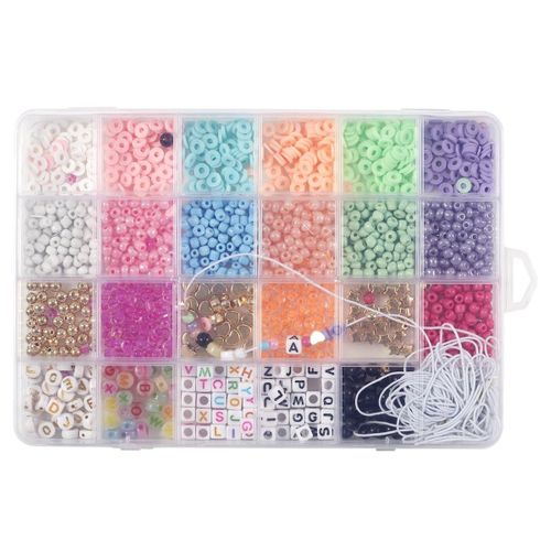 Boîte De 860 Perles Multicolores En Plastique Avec 9 M De Fil -