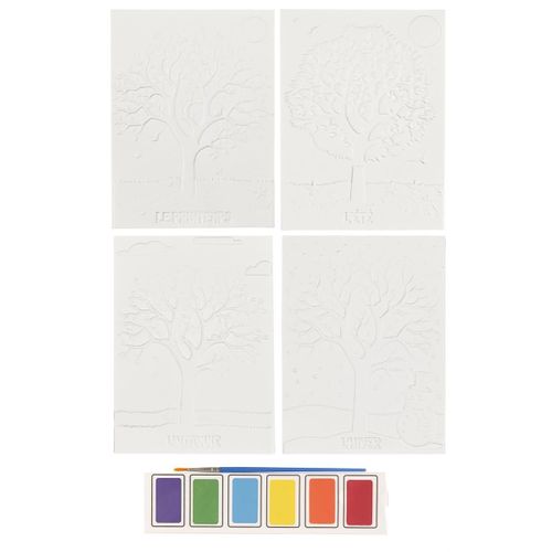 Set De 4 Peintures 3d Éducatives Sur Les Saisons Avec Son Pinceau Et Sa Peinture -
