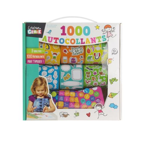 Coffret De 1000 Autocollants Variés Multicolores Repartis Sur 9 Rouleaux -